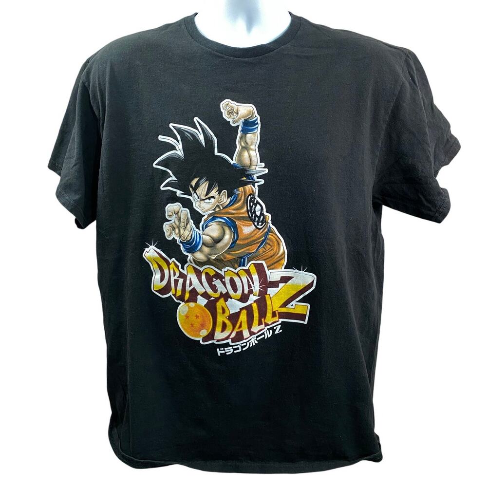 Dragon Ball Z Goku Graphic Tee Black T-Shirt Size L Anime Vintage Style